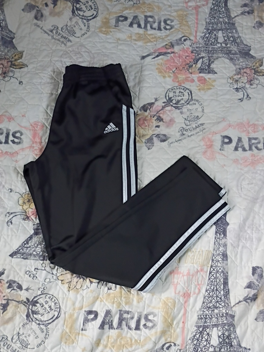 adidas Black Joggers with White Side Stripes - Kids